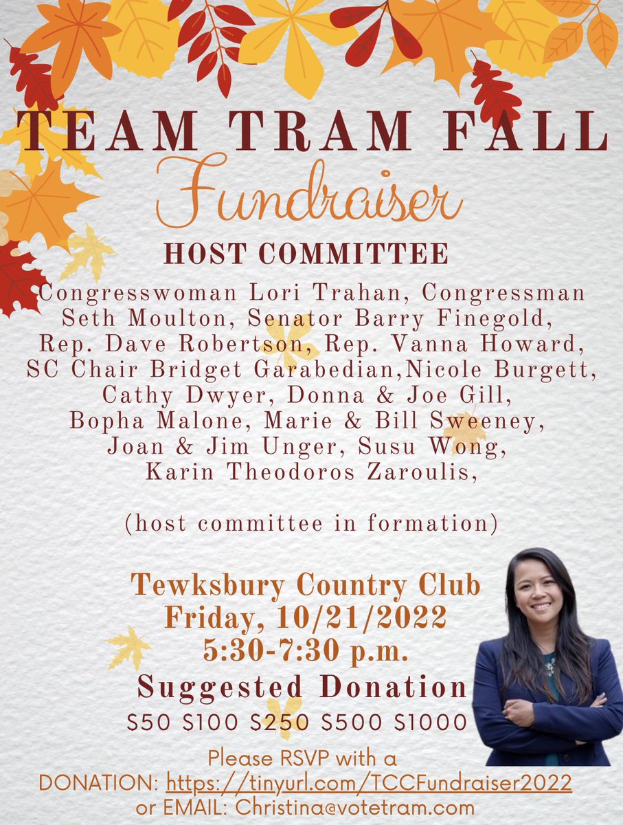 ProgressiveTew1's tweet photo. Let’s re elect @TeamTram! Tewksbury needs to keep a  progressive voice at the State House. RSVP for the event and check out Treehouse to go in one feel swoop. If you can’t make it but would like to donate, please use the link.  #tewksbury #MidTerms https://t.co/QFds0u2Lm5