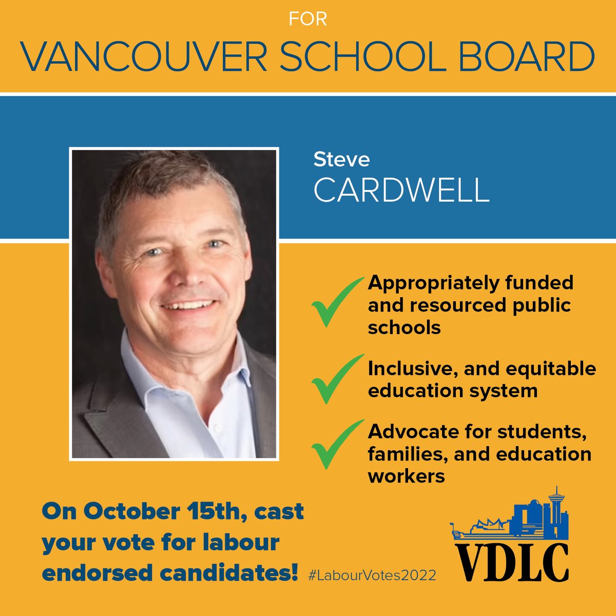 Delegates and members in Vancouver! TODAY is your last opportunity to #vote for labour endorsed candidates like Steve Cardwell for School Board!
 
<a href="/myphronesis/">Steve Cardwell (he/him)</a> <a href="/VisionVancouver/">Vision Vancouver</a> 
 #LabourVotes2022 #VancouverDLC #bclab #bced #vanpoli