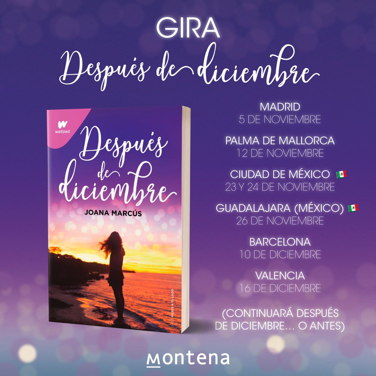 joanamarcusx's tweet photo. Y aquí estan… LAS FECHAS DE ESTE AÑO

Me alegra mucho volver a estas ciudades que tanto cariño me han dado, y también me alegra muchomucho que vaya a conocer unas cuantas más, POR FIN NOS CONOCEREMOS MEXICO😬

(La info sobre entradas se irá dando según se acerquen las fechas) https://t.co/6WM4wha7rU