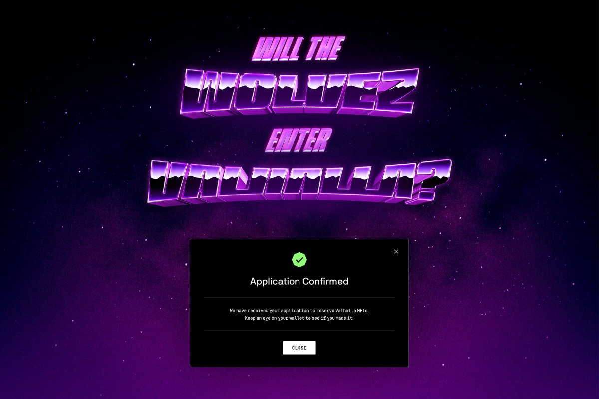 The Star Wolvez Genesis pack have put their bid in for 25 presale spots with <a href="/joinvalhalla/">VALHALLA Community</a>. We're here to support Web3 gaming all the way.

The Wolvez are ready, @notalexlin.