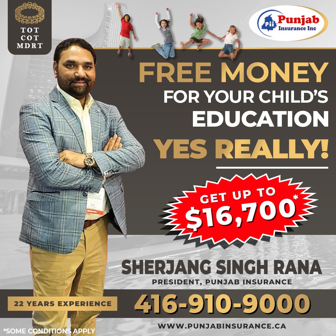 RanaSherjang's tweet photo. Start Investing in your child's future with RESP today!

#GuaranteedCashValues #1MillionDollarsCashValues #MDRT #EstatePlanning #RESP #SuperVisaInsurance #SherjangSinghRana #PunjabInsurance #Canada #Toronto #Ontario #Vancouver #Alberta #montrealGrand https://t.co/aySQatttD9