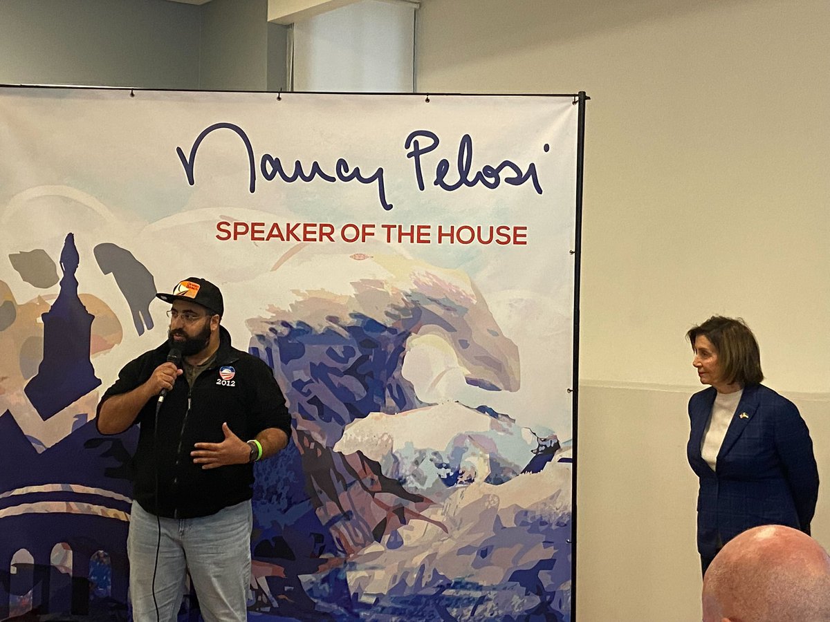 Bobakkabob37's tweet photo. It was my pleasure to speak this morning (very briefly) on the stakes of this election and the importance of #KeepCongressBlue, many thanks again to @SpeakerPelosi @TeamPelosi for their leadership and organizing efforts 🙏🏽🙏🏽🙏🏽 https://t.co/xT1E61O6RX
