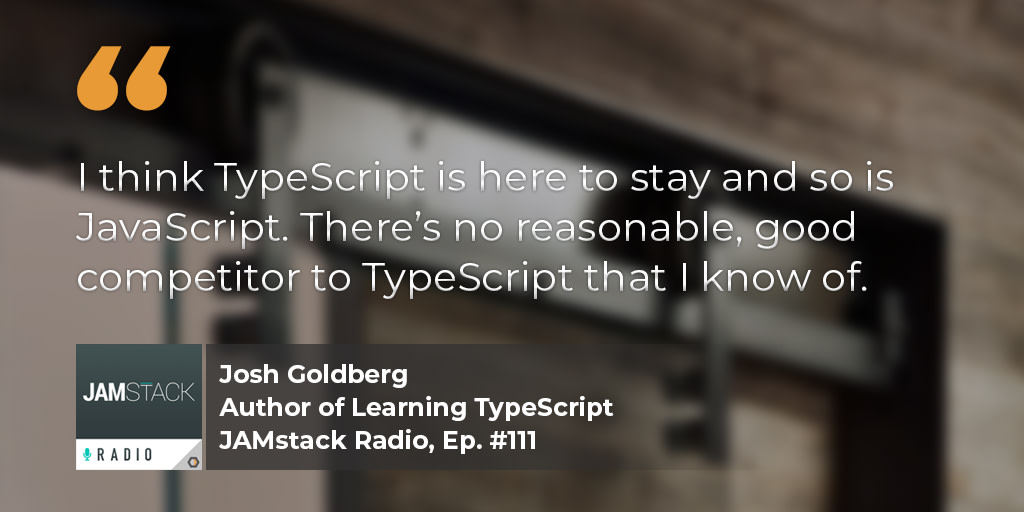 heavybit's tweet image. New on @JamstackRadio: Episode 111 spotlights @JoshuaKGoldberg, author of @LearningTSBook. Join host @bdougieYO for this insightful chat on @typescript, careers in open source, and the tools they&apos;re jamming on. → bit.ly/3yDYHy5