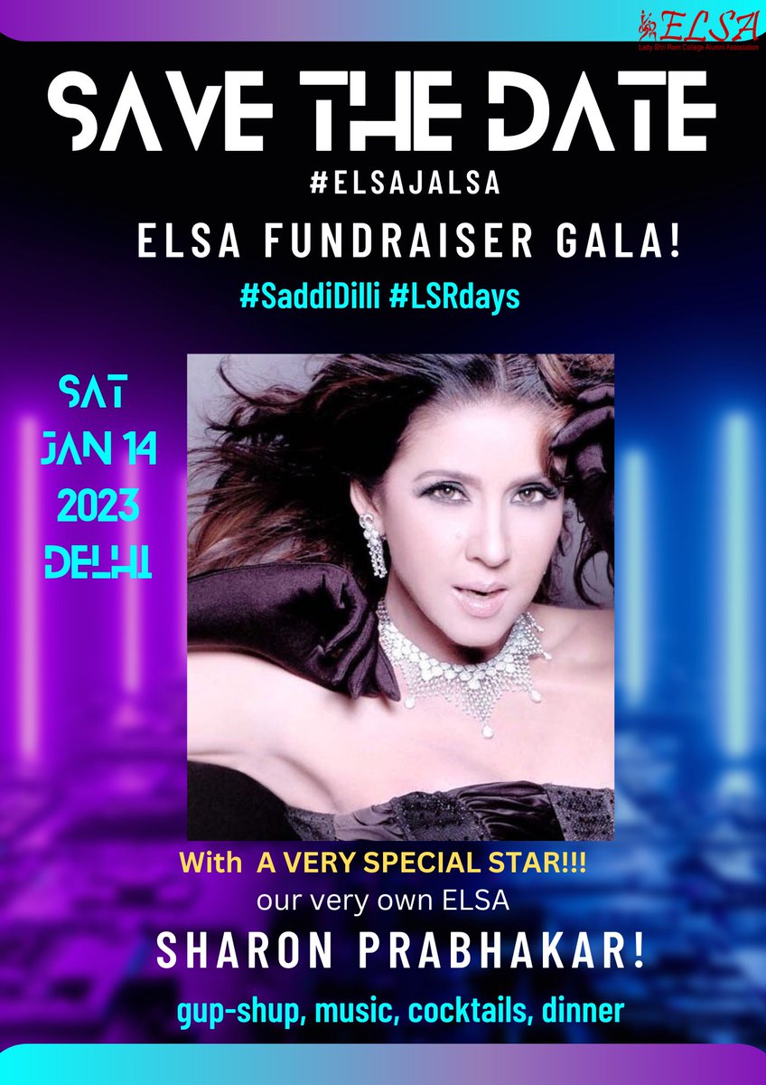 LSR_Alumni's tweet photo. A grand re-union of ELSAs after two years of COVID!
Block your calendars!
Watch this space for more on this! 💃💃
#ELSAJALSA #SaddiDilli #LSRDays @sharonprabhakar https://t.co/Dy3zlh4Xdd