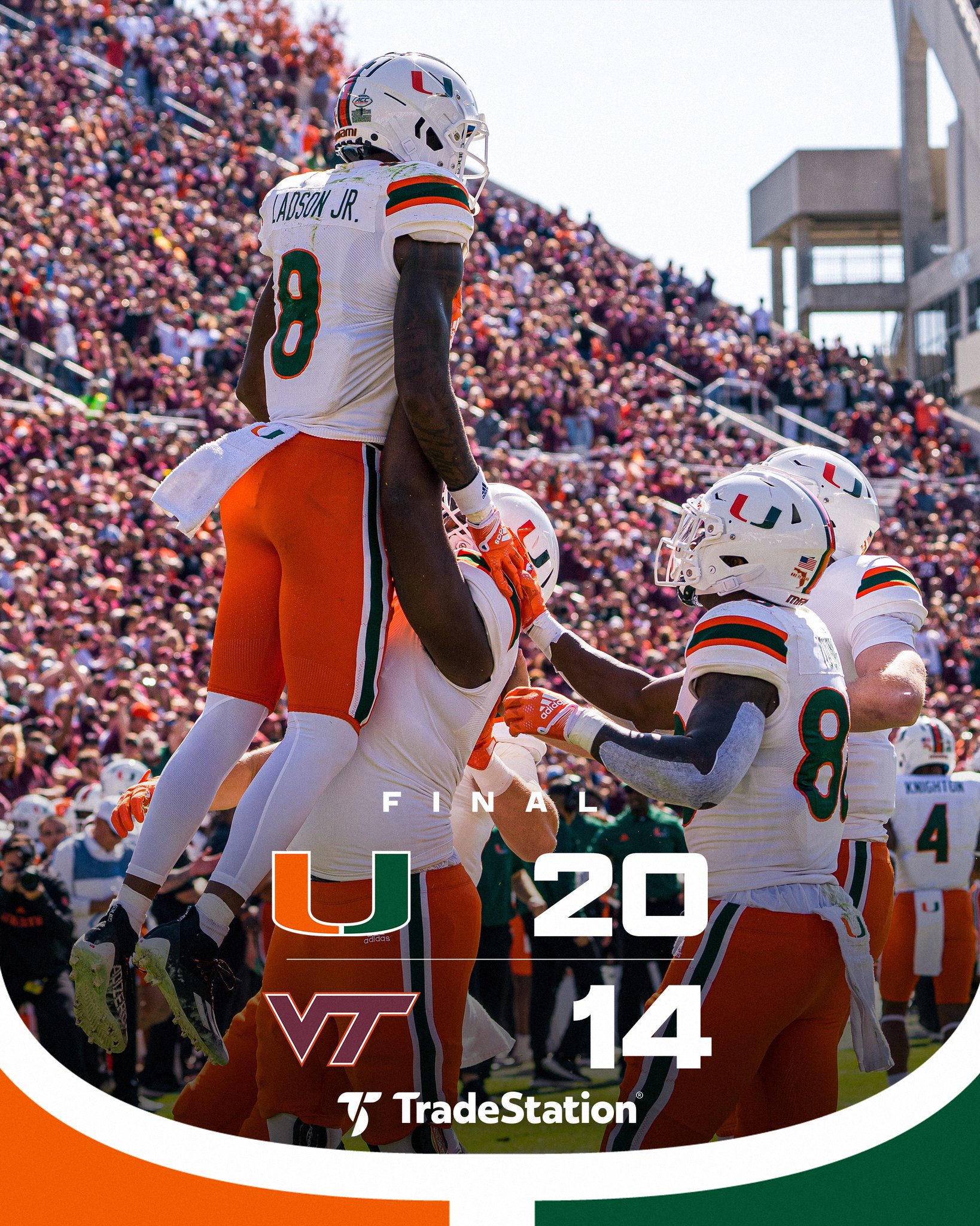 Canes Football on Twitter "CANES WIN! Miami defeats Virginia Tech 2014 in Blacksburg. GoCanes