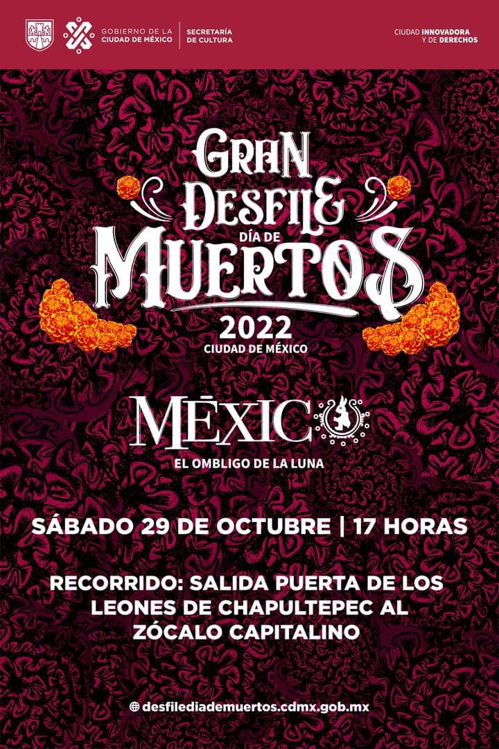 Los invito al Gran Desfile #DíaDeMuertos 2022 que se llevará a cabo el sábado 29 de octubre a las 17 horas. Este producto ancla ha contribuido a impulsar el #Turismo de la #CDMX, en el marco de esta conmemoración nombrada por la #UNESCO Patrimonio Oral  Inmaterial de la Humanidad