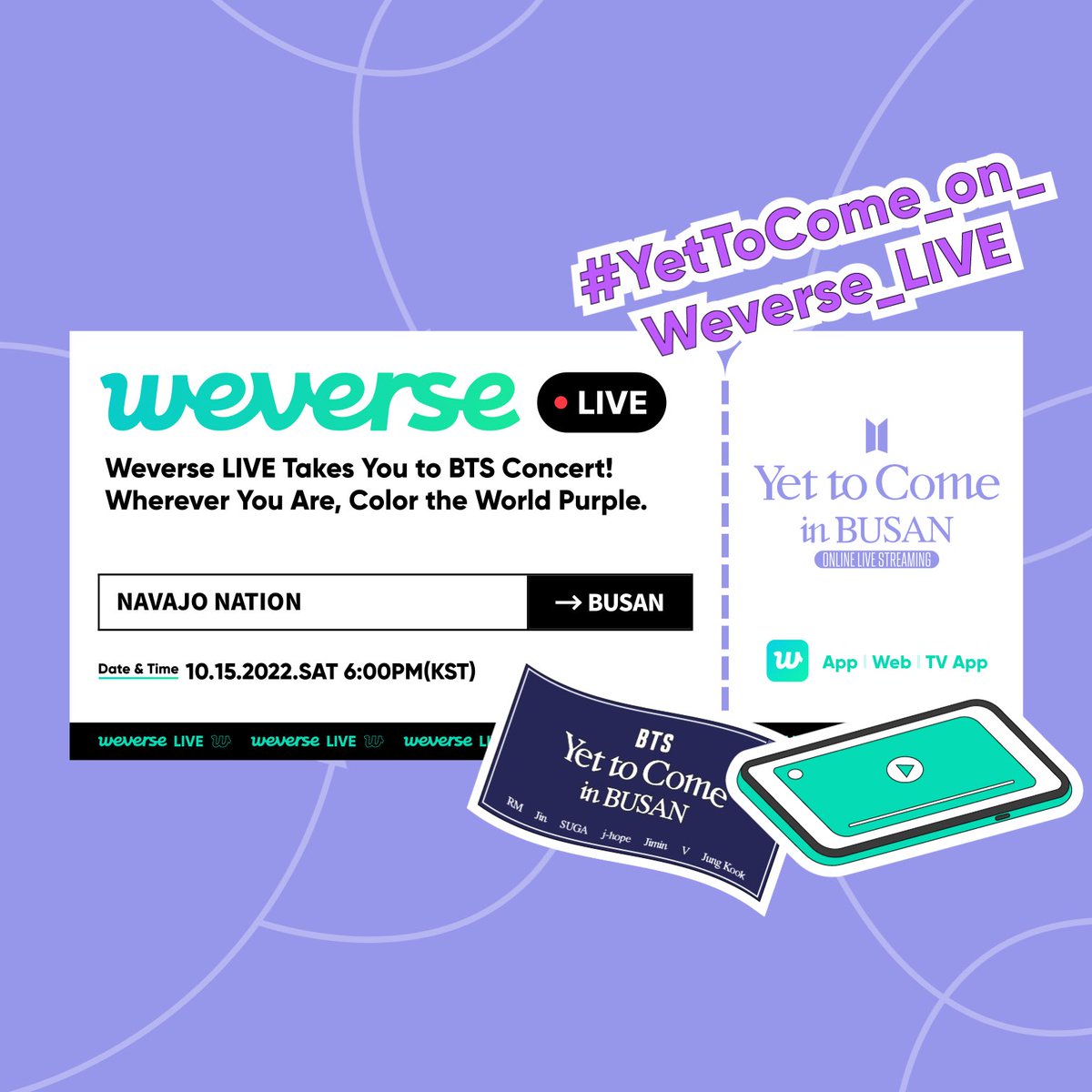 ishi244_'s tweet photo. 소리질러 💜 From the Navajo Nation 🛫 to Busan 🇰🇷 Got my BTS Concert Ticket Ready!! 🎫 
2022.10.15 #YetToCome_on_Wevers_LIVE #BTS_YetToCome_Weverse_LIVE https://t.co/fQzJyzhUsQ
