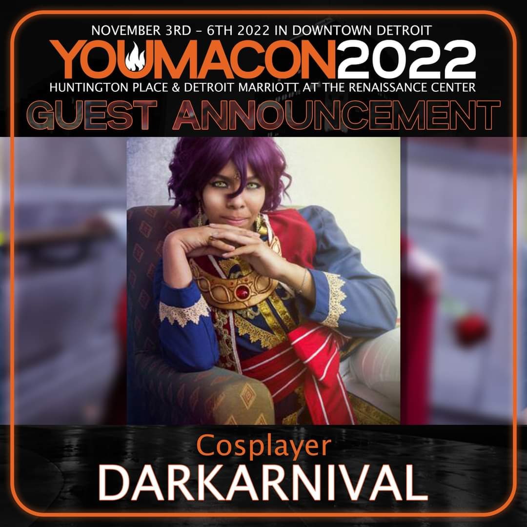 DarkarnivalB's tweet photo. Good day everyone!

I'm proud and excited to announce that I'm gonna be guesting at @Youmacon next November!!! 😍 It's gonna my first time as a cosplay guest and judge in an american convention and I cannot be more honored and eager to go! 🥰 https://t.co/apL66x2qLM