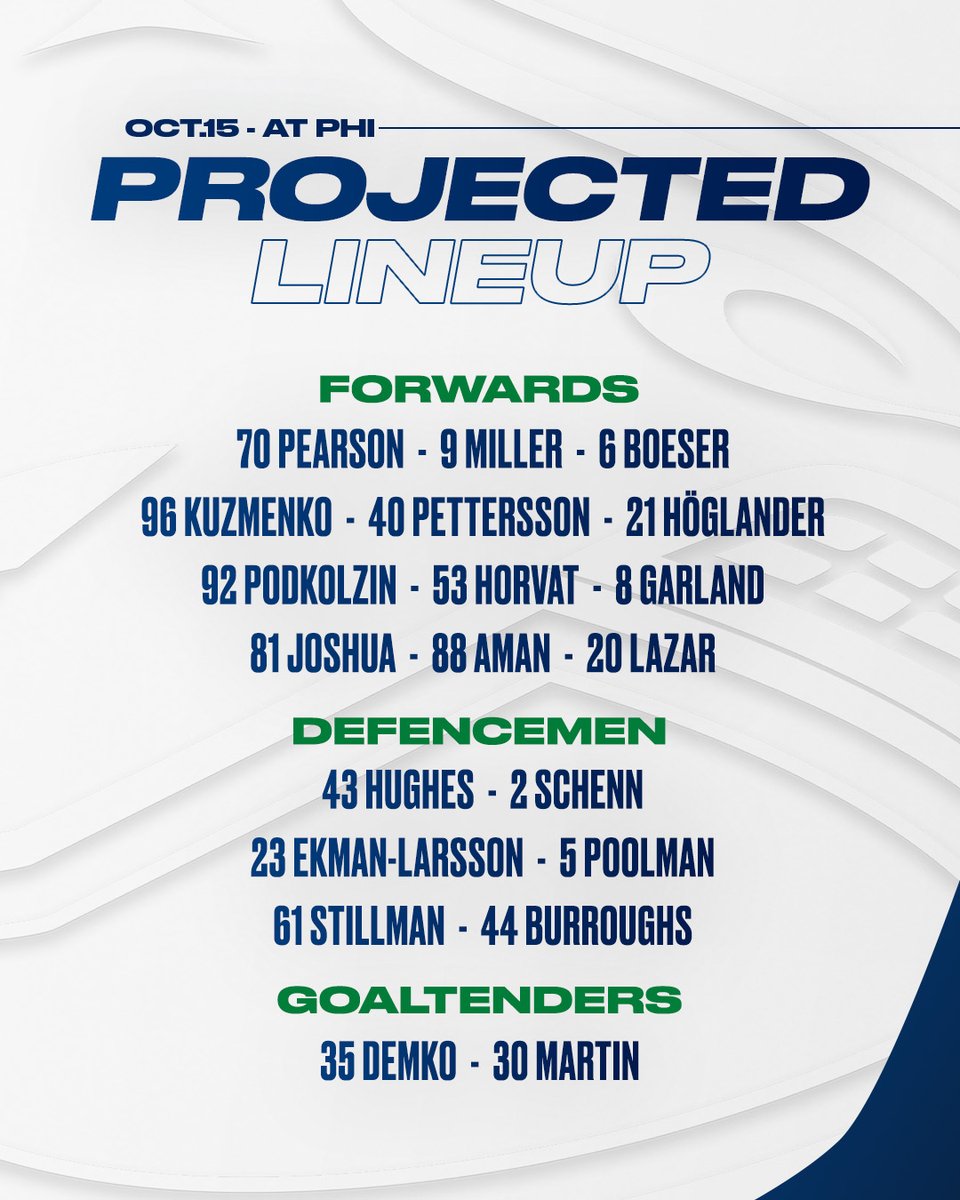 Canucks's tweet photo. This afternoon's lines ⬇️ https://t.co/d8hQqUgo1l