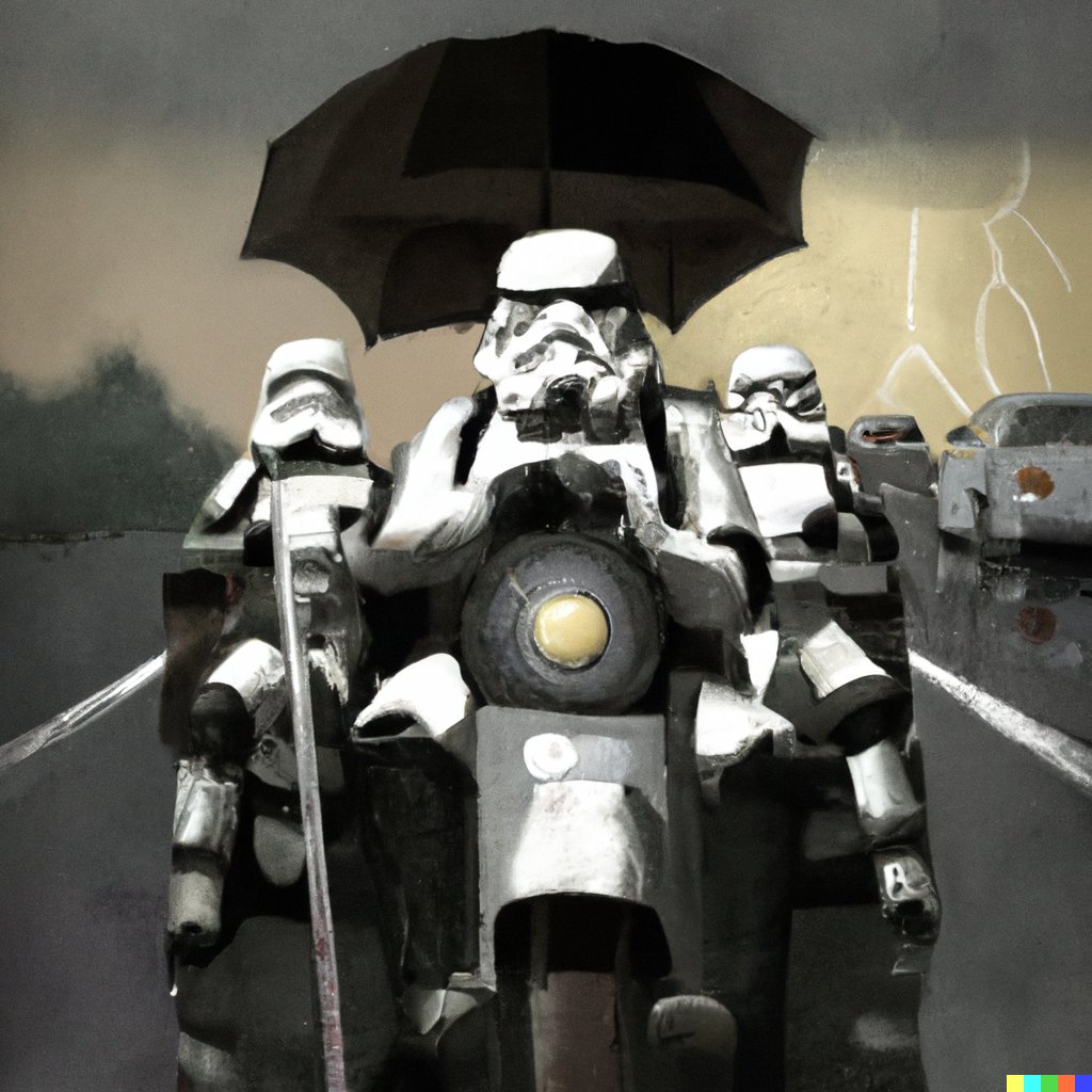 starfieldhesse's tweet photo. Imperial Stormtroops on german highway with umbrella.
#stormtroops #starwars #dalle2 #art #AI #AIArtwork https://t.co/wQ51AzqSHs