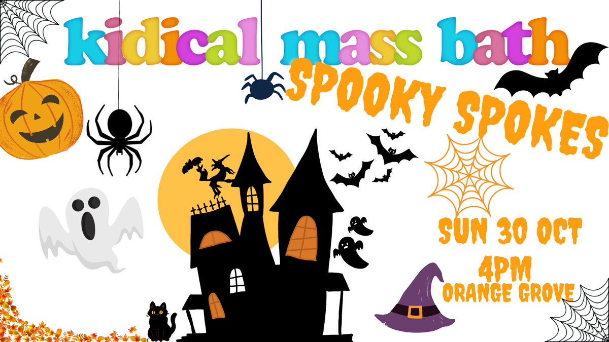 Are you ready for SPOOKY SPOKES #KidicalMass?! 📅 Sun 30 Oct 🕓 4pm 📍 Orange Grove, Bath (next to the Abbey) Dress up, light up yourselves and your bikes/trikes to call for safer streets for cycling 👻🎃🦇 fb.me/e/5y93XQylU