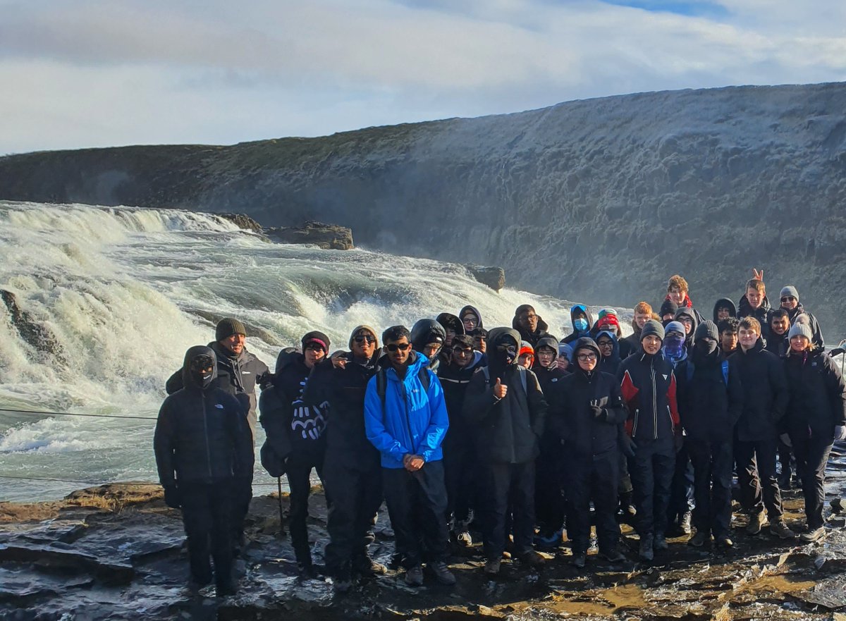 DerbyGeography's tweet photo. Iceland's most impressive waterfall Gulfoss. The first location of the day in the Golden Circle setting the tone of spectacular physical features. 

#whereyoubelong #DerbyGeography #DerbyIceland #DerbyYear10 #DerbyYear11 #DerbyYear12 #DerbyLearning #DerbySuccess #DerbySixthForm https://t.co/FeOjOgFERM