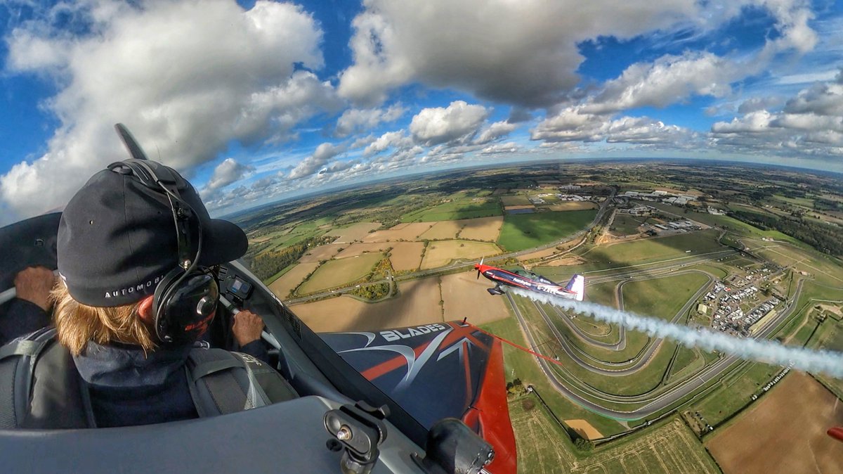 MikeLingPilot's tweet photo. So I thought watching Emerson Fittipaldi drive his Lotus Type 72 was a privilege yesterday but….

Today I took him on a flying lap of Snetterton - the first UK track he raced at back in the day

In Blade 4 was Emerson Fittipaldi Jr, a current Formula 4 driver

What a treat!! https://t.co/jrxdl4MJ0f