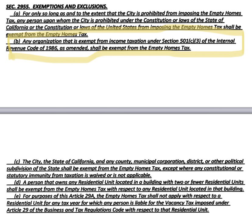 NorthBeachJohn1's tweet photo. Dean’s vacancy tax is so ridiculous that he carved out an exemption for his non profit buddies, but not for owner occupiers who actually live in a multi unit. Vote no on #PropM and tell the city to build housing themselves. https://t.co/D7K9FdsXKb