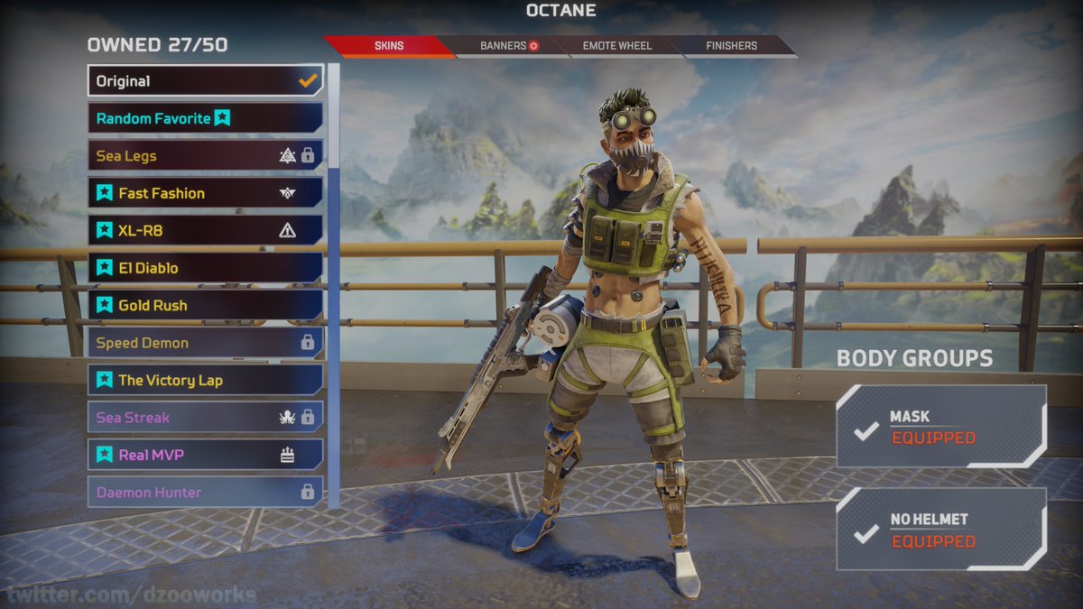 dzooworks's tweet photo. I was inspired by the Stories from the Outlands and created a model of Octane without the helmet/mask. 
I've also made a few mockups for how I think It'd look like in-game, I hope you guys like the results 🙂
(more screenshots bellow) https://t.co/LldOpctUgS