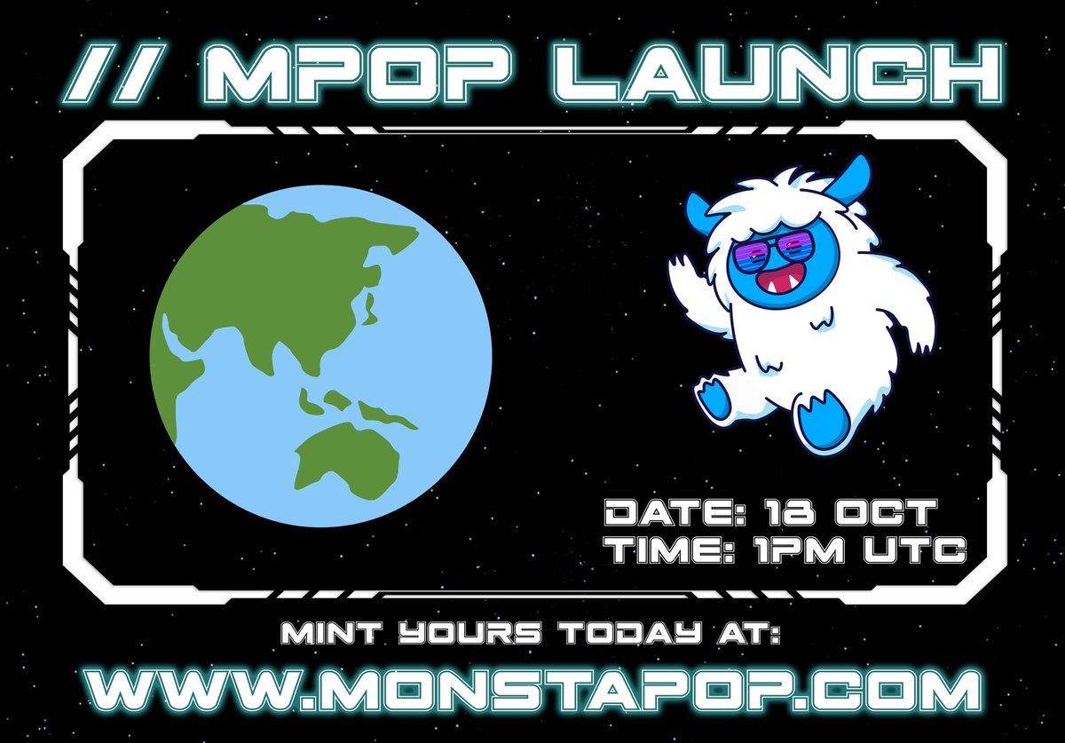 MPOP_BSC's tweet photo. MPOP #Trading and game are set to launch 🚀

Date: 18 OCT
Time: 1pm UTC

Find out more about what makes this deflationary token so unique at: https://t.co/wjD1qCh3iq

Mint yours today to at presale prices: https://t.co/1Od3r6QR2L

#ICO #Launch #Presale #Token #BNBChain https://t.co/O3p4J308zH