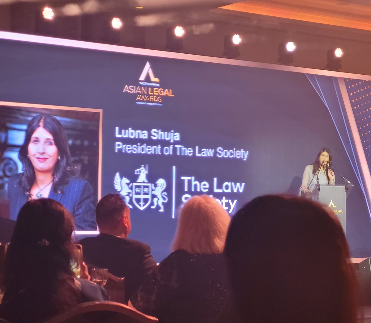 Great address on the critical role of racial and social diversity in the legal profession from Lubna Shuja, first Asian and Muslim President of @TheLawSociety at the #SocietyofAsianLawyers annual awards. #uklegal