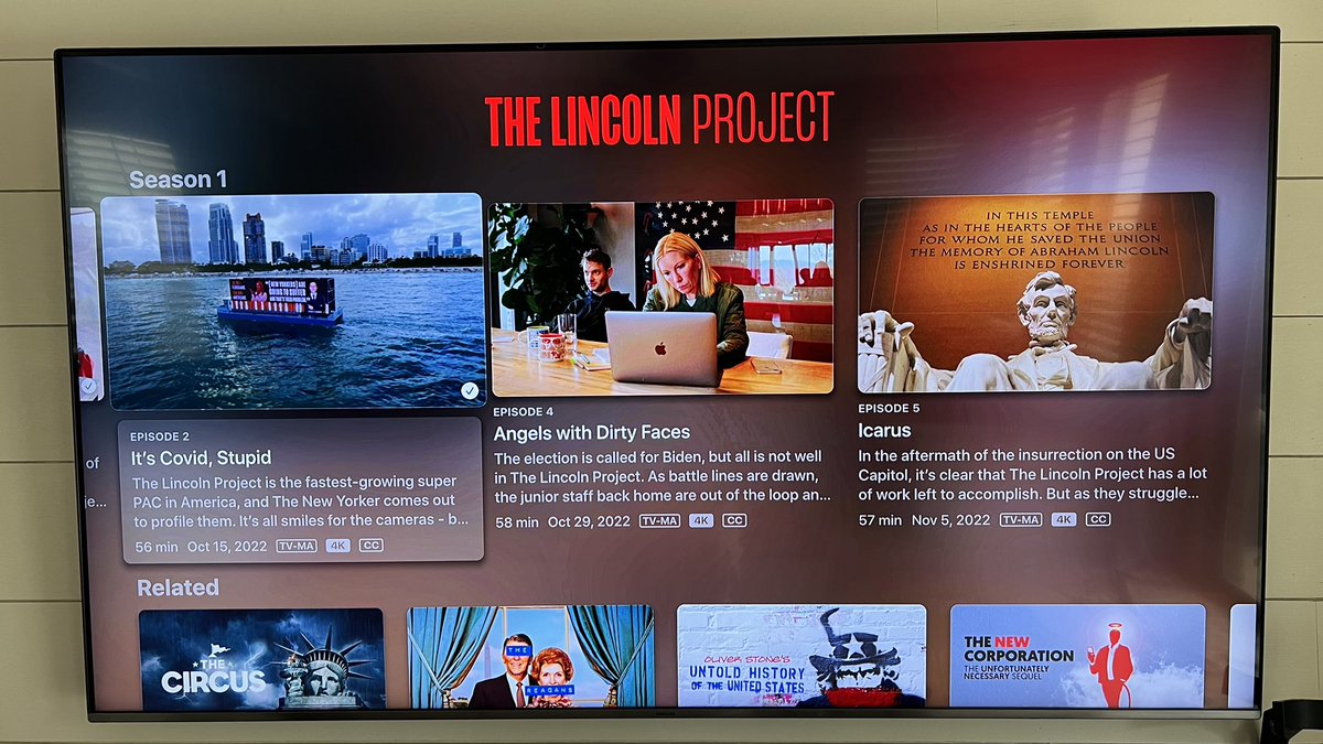 msftgeek's tweet photo. @Showtime I’m really enjoying the @ProjectLincoln documentary, but confused why episode 3 isn’t shown on the @AppleTVPlus Showtime channel? https://t.co/Bydh2B0WHx