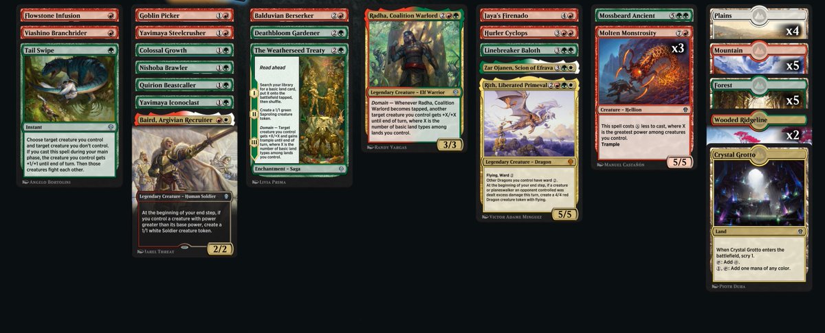 jeskaimancer's tweet photo. Another fun trophy deck - NAYA colours this time - had the dragon Rith to top it off!  #mtgarena #MTGDominaria https://t.co/VyRPhvMZ6y