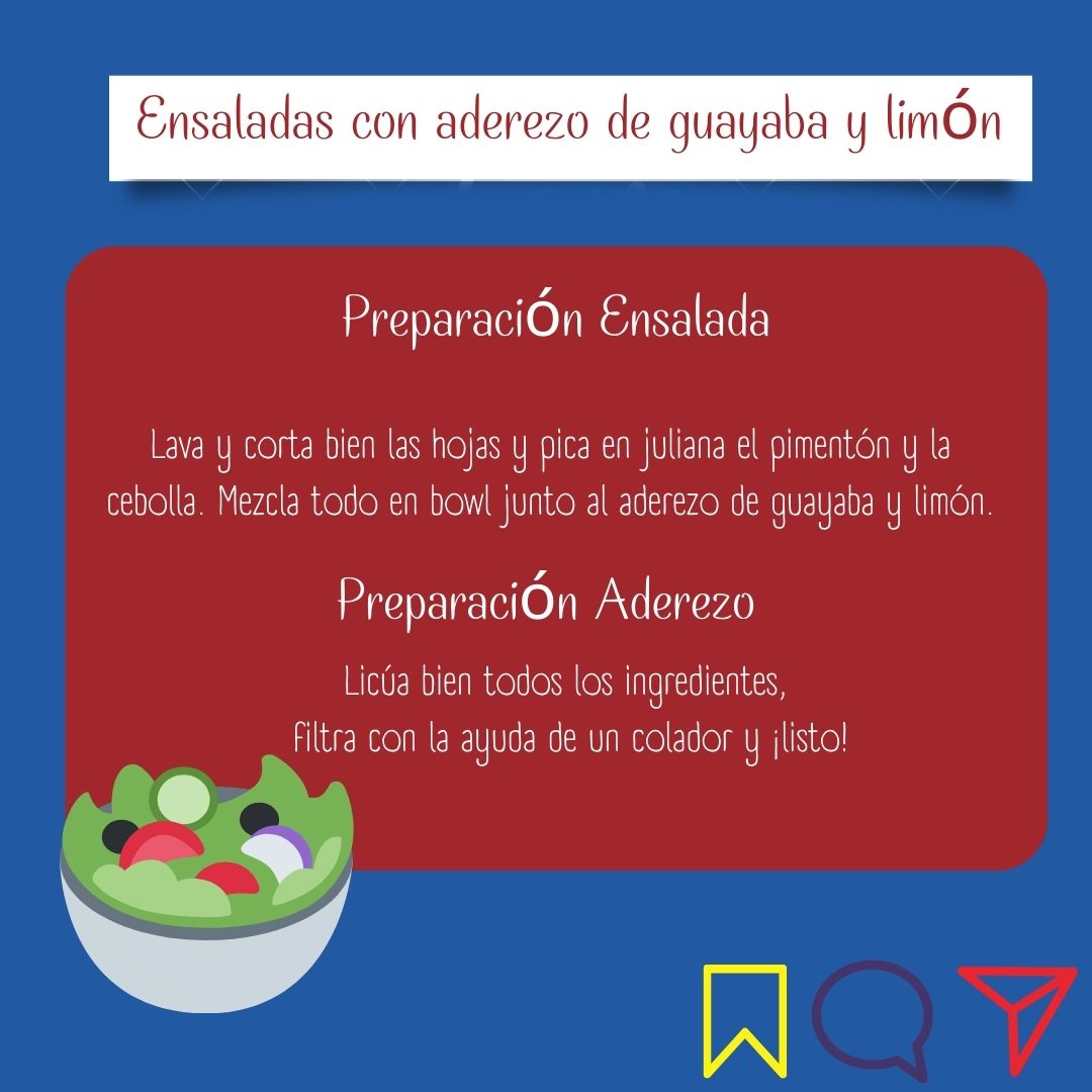 #16Oct | Realiza esta deliciosa receta ideada por el @InnVenezuela y etiquétanos 😉

#DíaMundialDeLaAlimentación
#VenezuelaGarantizaAlimentación
#recetas 
#ensalada
#guayaba
#limon
#AlimentarEsVencer