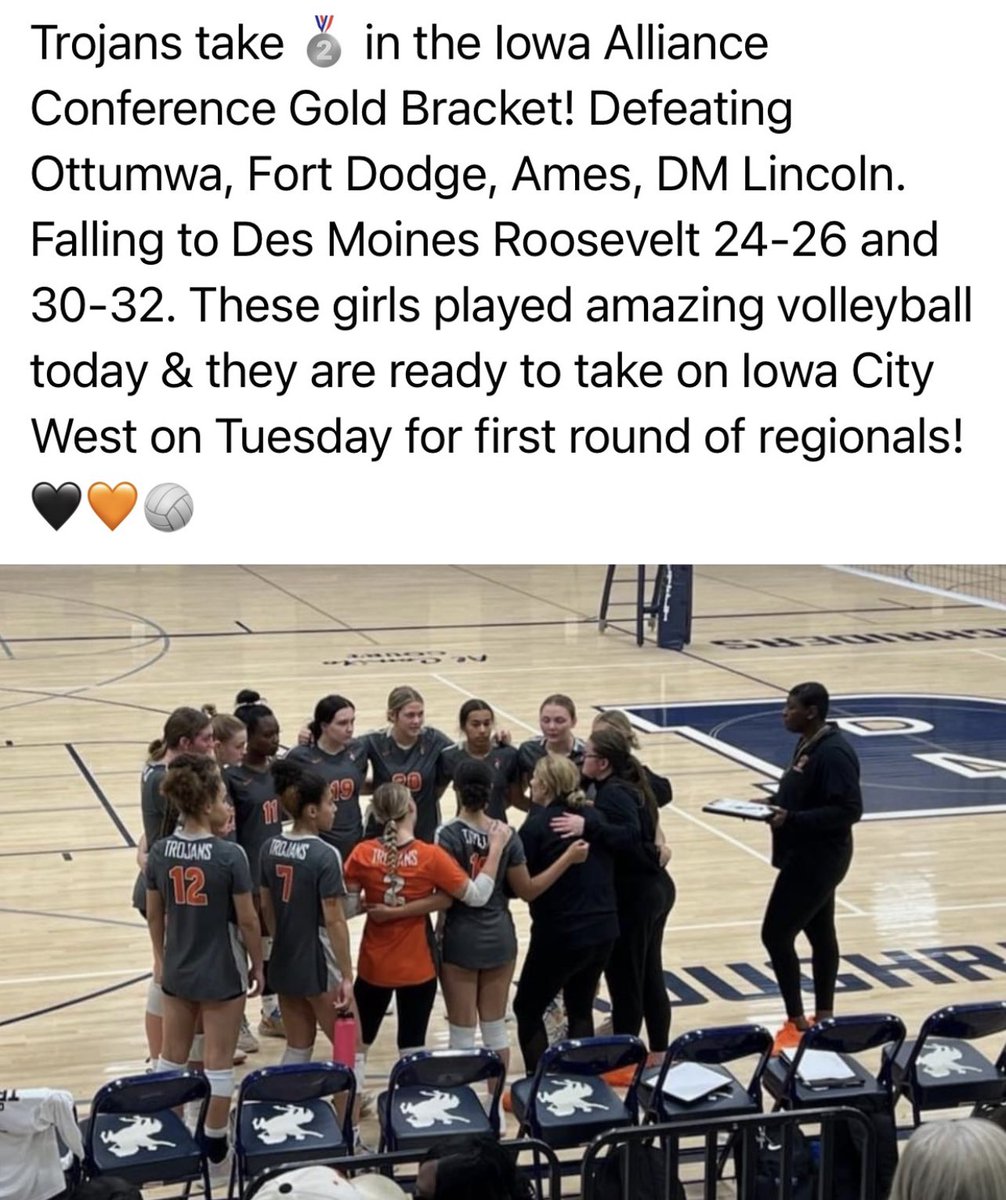 timmoses68's tweet photo. Trojan Nation: Please congratulate our Trojan volleyball team! Came up a little short today at the IAC Championship’s today…2nd place! I could not be more proud of this group of players, and coaches. You guys will always hold a very special place in my life…🧡🏐🖤💯 https://t.co/Fwk6RXUtdH