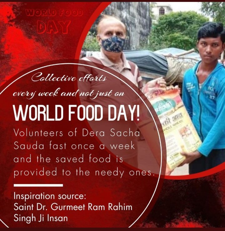 HarishInsa777's tweet photo. Food is essential for survival, but most of the people do not get proper food due to their financial condition. To help such people, the disciples of @derasachasauda came forward with the motive of not letting anyone sleep hungry. #WorldFoodDay
#FoodHeroes https://t.co/fEQ92Y6eFa