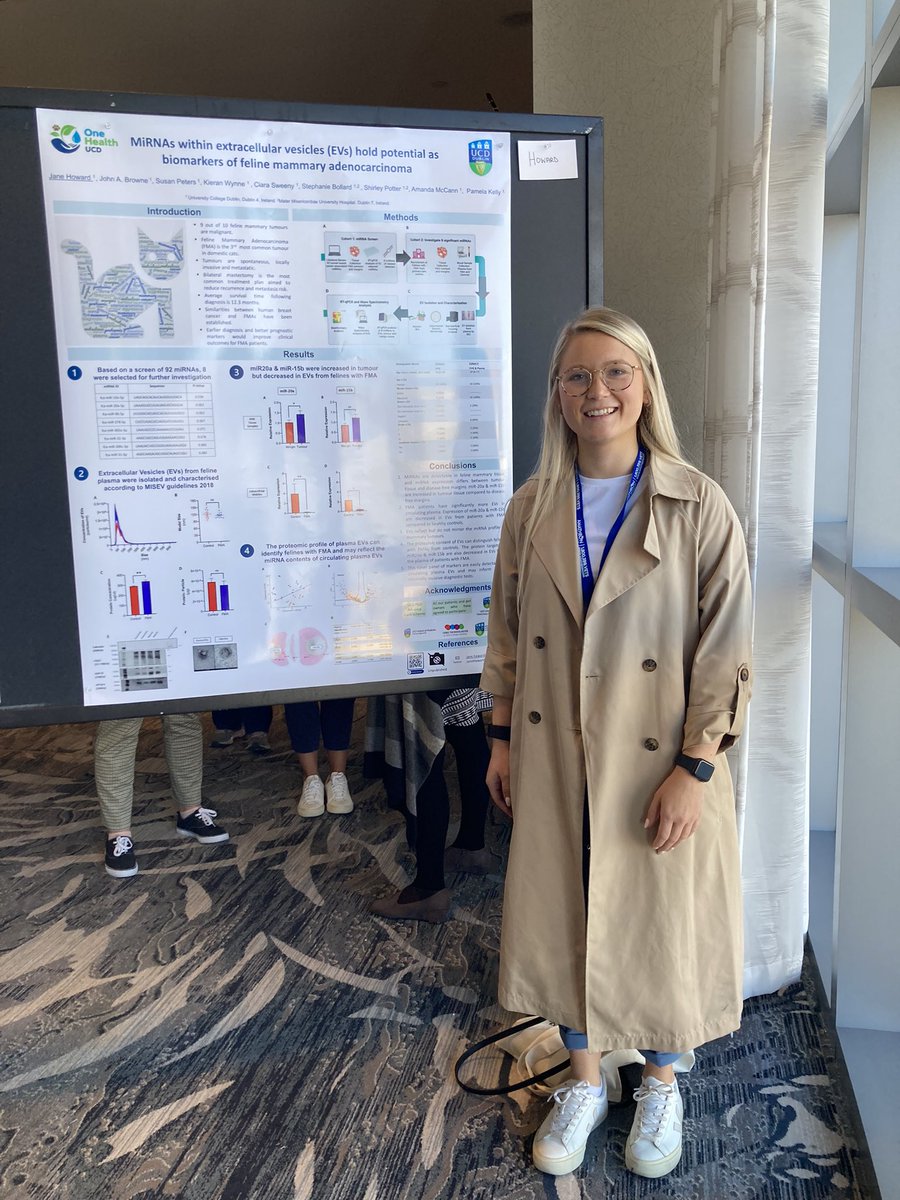 JaneHoward25's tweet photo. This morning I had the opportunity to share some of my PhD work with the veterinary oncology community at the Veterinary Cancer Society #VCS annual meeting in Norfolk, Virgina. I was blown away by the treatment options available for felines with FMA in the US. @UCD_OneHealth https://t.co/DfLjNxjoOm