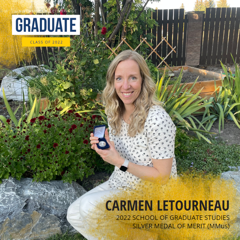 UofLGradStudies's tweet photo. Congratulations, Carmen Letourneau! Learn about Carmen's journey during her time at ULethbridge. https://t.co/oqWyGaK3Me #AmazingGradStudents #ULethbridgeGrads #UlethbridgeGradAwards #ulethgrad2022 #gradstudies #alumni https://t.co/rCaXqqljQe