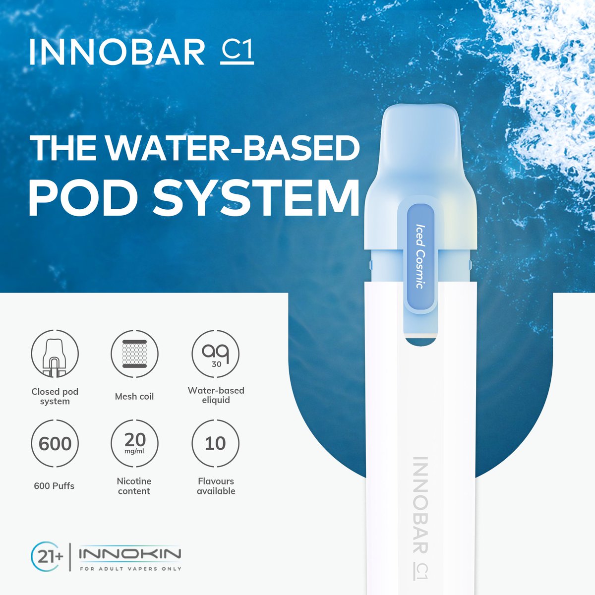 InnokinStore's tweet photo. Official Launch!
The Innobar C1 is a closed pod system equipped with Aquios water-based vaping technology.
Our advanced 1.1ohm mesh coil design pairs perfectly with your choice of one of 10 delicious water-based flavours.
Available now.
#InnobarC1 #Aquios #Innokin #closedpod https://t.co/4k5CTcYhvx