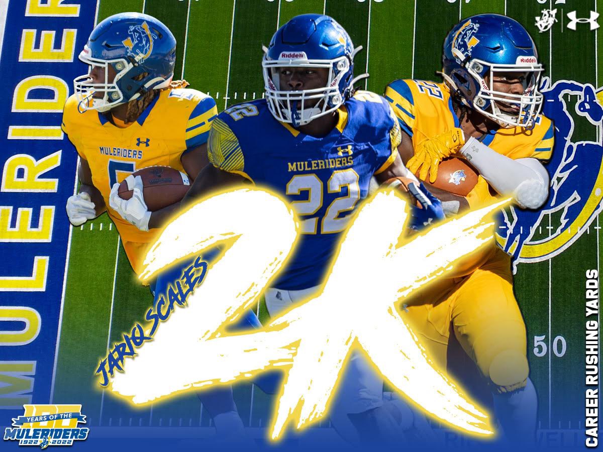 🚨 Heavy on the Scales: that’s a ton of career rushing yards for OUR guy‼️

🔹With 62 yards on SAU’s opening drive of the game, R-SO Jariq Scales becomes the 11th player in program history to eclipse 2️⃣K career rushing yards💪💥

#GoMuleriders #LetsRide #Muleriders100