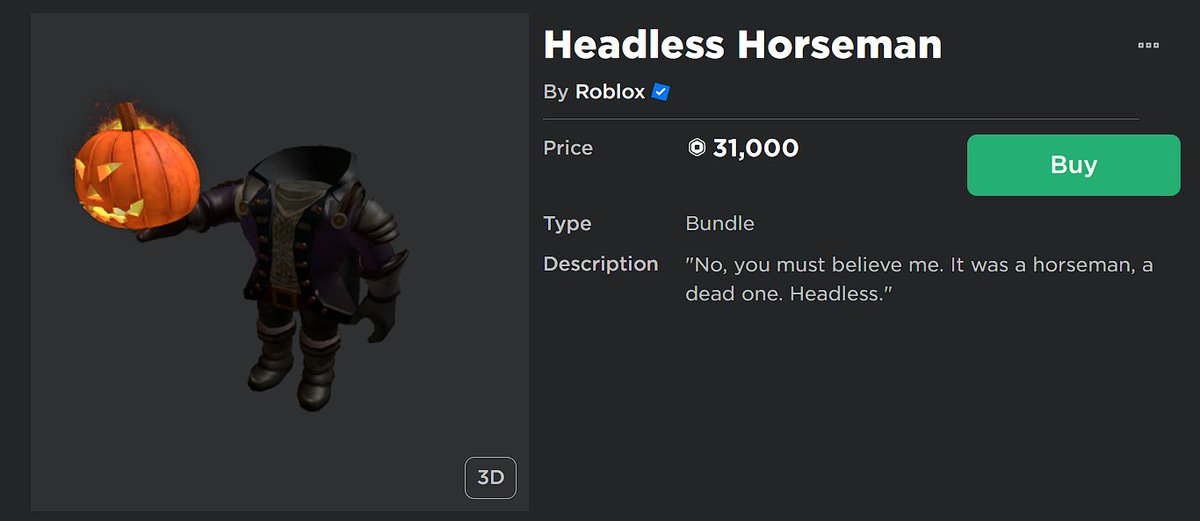 To celebrate fall, we're giving away Headless Horseman to one lucky person! 🍂🎃

To enter:
- Follow <a href="/Vision_Averted/">Averted Vision ✨🔭</a> 
- Join discord.gg/Jb3yrpJ4M7
- Retweet &amp; Like this tweet

The giveaway ends in 72 hours!

#roblox #robloxgiveaways #robloxart #RobloxUGC 
#headless #horseman