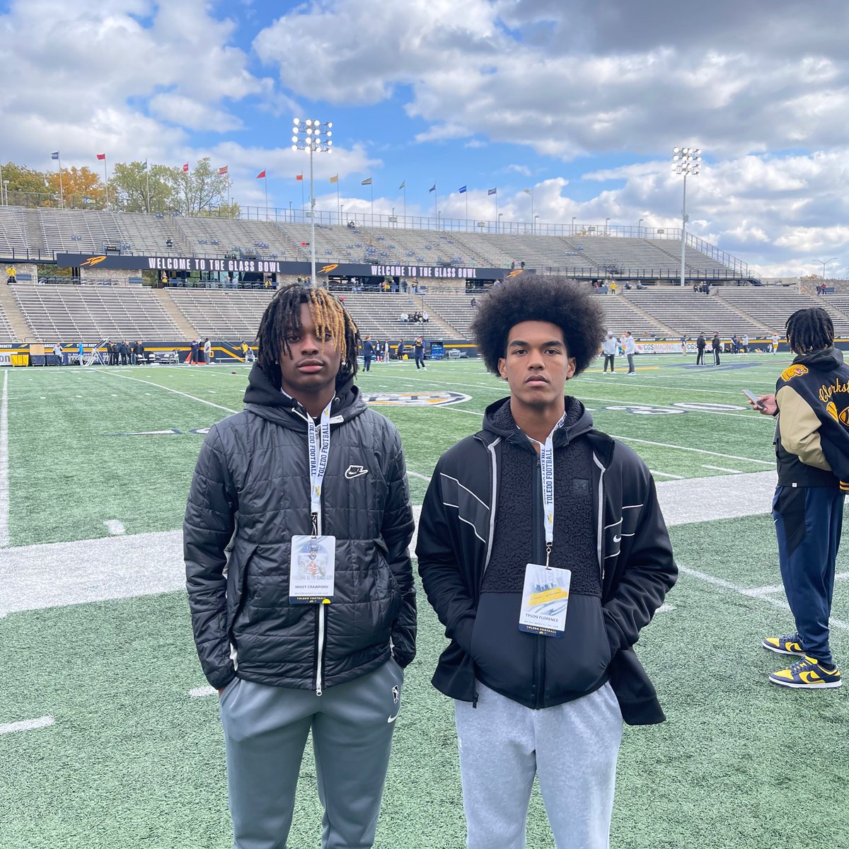 WesternBeaverFB's tweet photo. WB Jr’s Mikey Crawford-WR, and Tyson Florence-RB thank University of Toledo Football for the game visit today. #WBstrong https://t.co/Js1BYj7Rp9