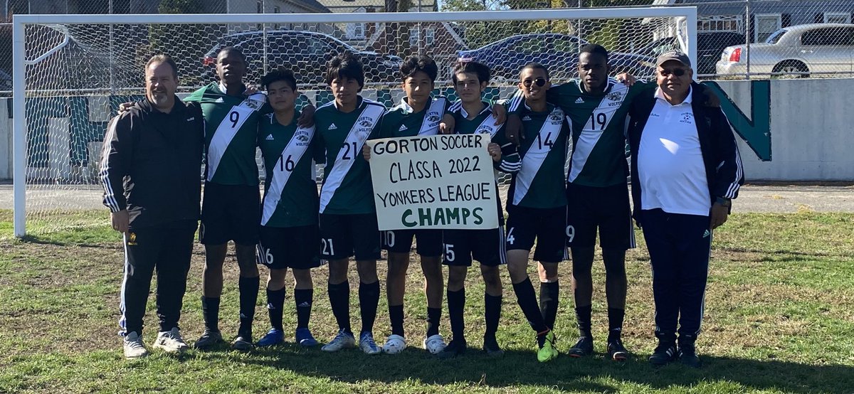 BallsyOne1970's tweet photo. Congratulations to my Gorton Boy’s Varsity Soccer Team on winning their first league title since 2016!  They beat Riverside 5-0 today at Gorton HS. On to the Yonkers City Championships tomorrow vs Lincoln at Early College HS at 11:30am.   See you all there! 👍🏻⚽️💪🏻🏆 https://t.co/lEyBj089lg