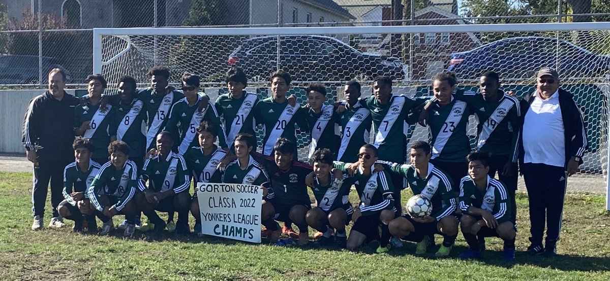 BallsyOne1970's tweet photo. Congratulations to my Gorton Boy’s Varsity Soccer Team on winning their first league title since 2016!  They beat Riverside 5-0 today at Gorton HS. On to the Yonkers City Championships tomorrow vs Lincoln at Early College HS at 11:30am.   See you all there! 👍🏻⚽️💪🏻🏆 https://t.co/lEyBj089lg