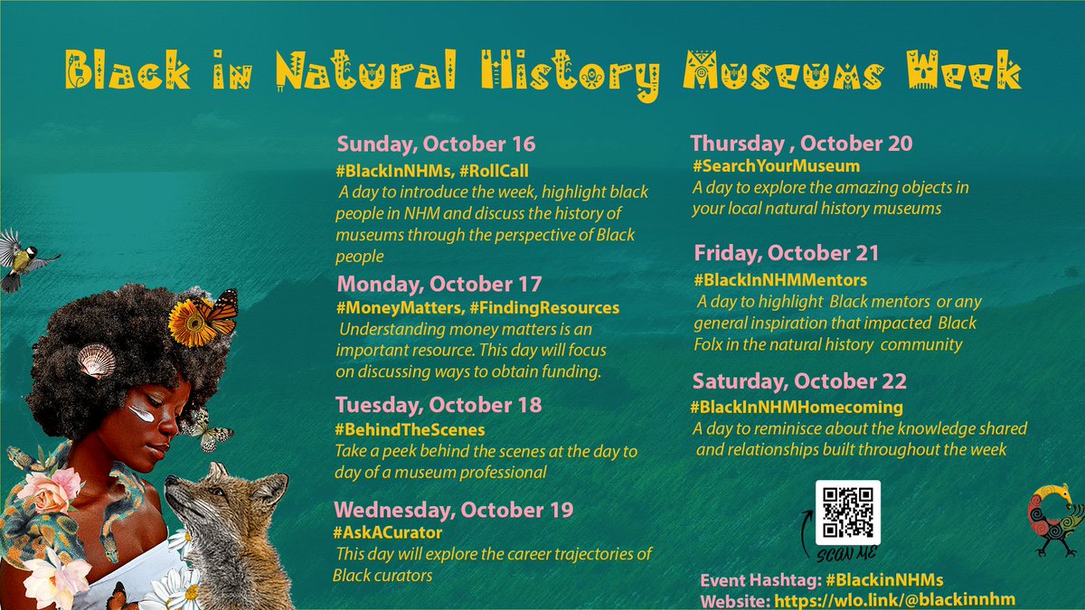 PREAUX_FISH's tweet image. A reminder that Black in Natural History Museums Week starts tomorrow!  #BlackInNHMs @BlackInNHMs 

Follow the events and donate if you can. It&apos;s a great organization making real changes. blackinnhms.org