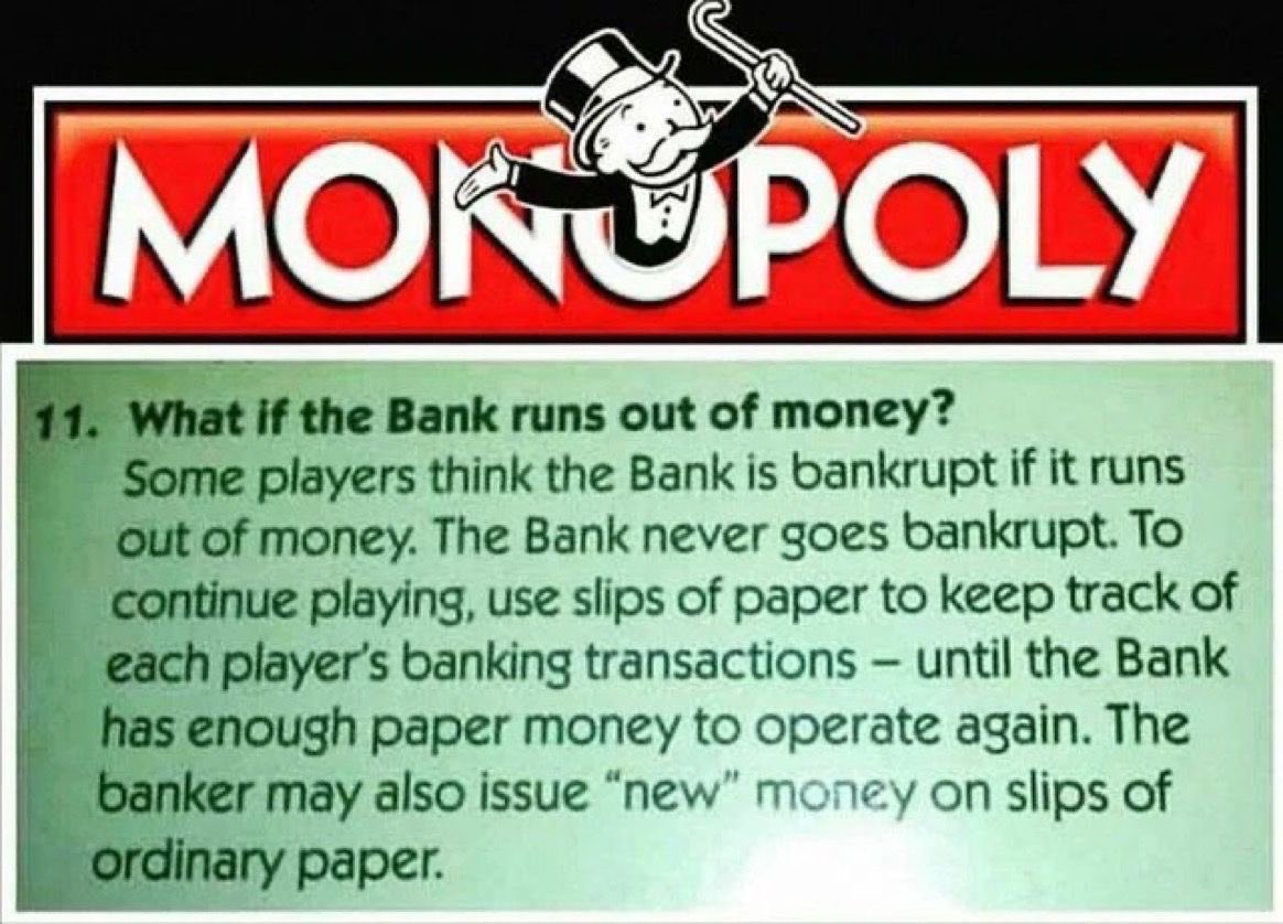 Fiat….literally Monopoly money 😆😅
