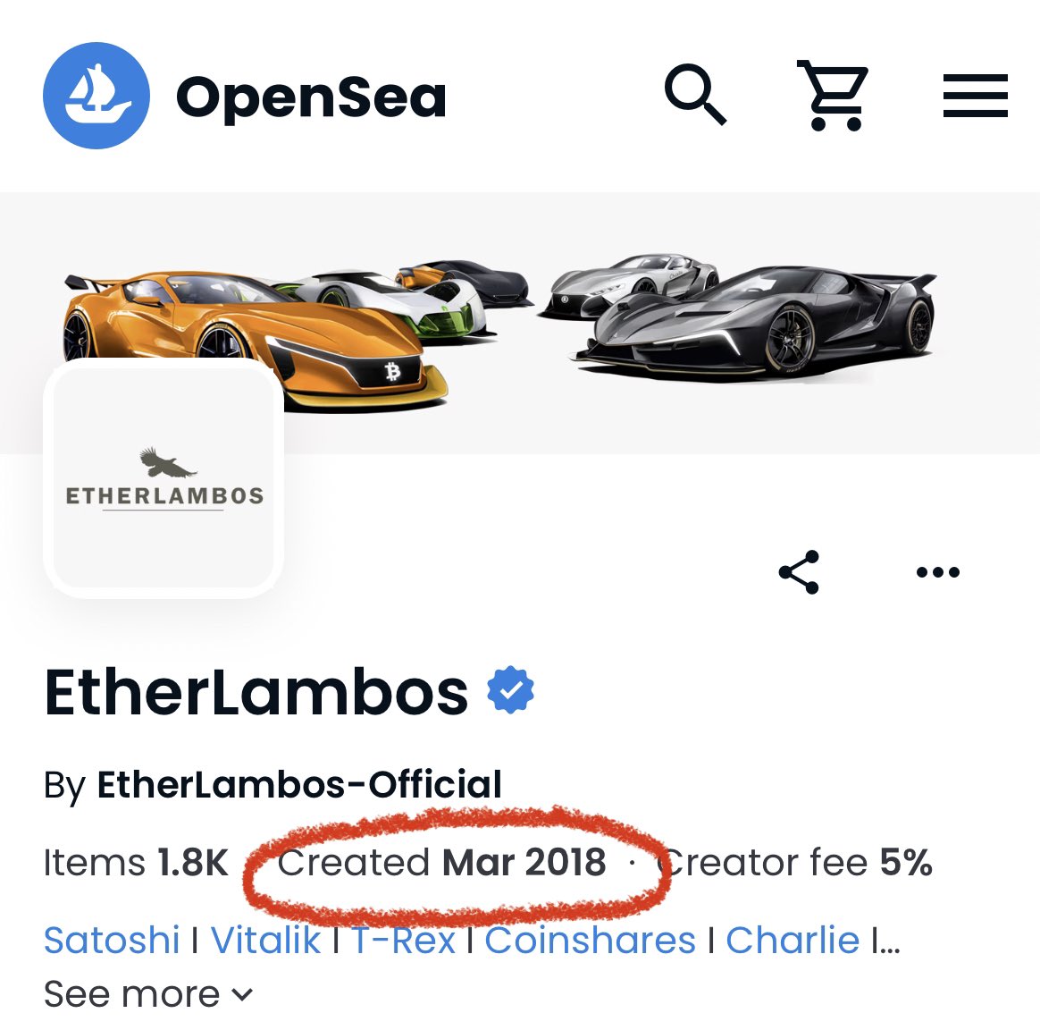sciimutzz's tweet photo. Big props to @opensea for updating creation dates for Historical NFT projects like @Etherlambos 👏 this is a big W https://t.co/l7M8X2qrRk