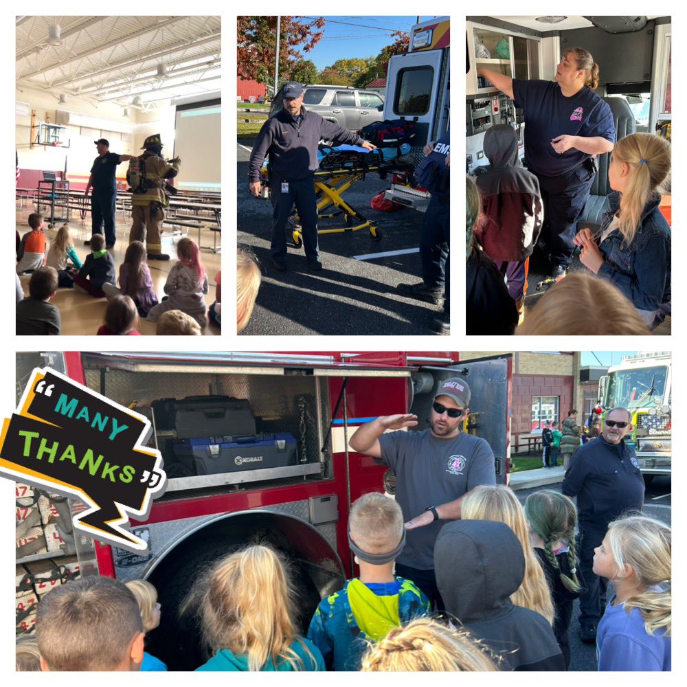Thank you to the Newville Fire Company for coming to help us learn about fire prevention! We are grateful! #newvillecares