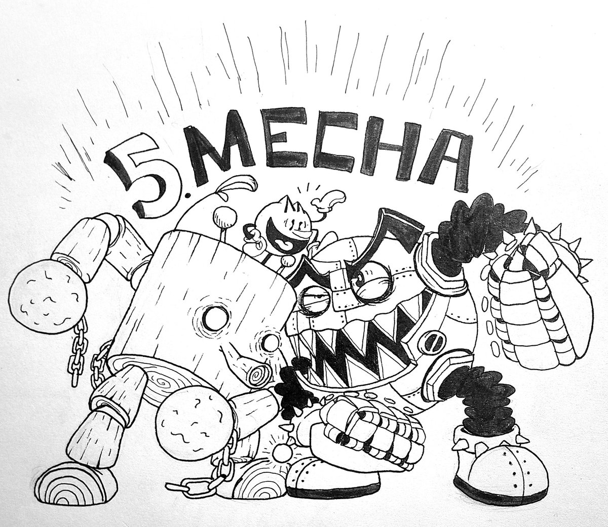 TheJumpingFool's tweet photo. Day 5: Mecha
PAC-MECH DEATH-FIGHT!
I'll take any excuse to not draw actual mecha
By the way, remember when Pac Man had the Mokujin from Tekken as a mech? That was funny.
#Fooltober #PacMan #TocMan #Tekken https://t.co/sxYWZ30McL