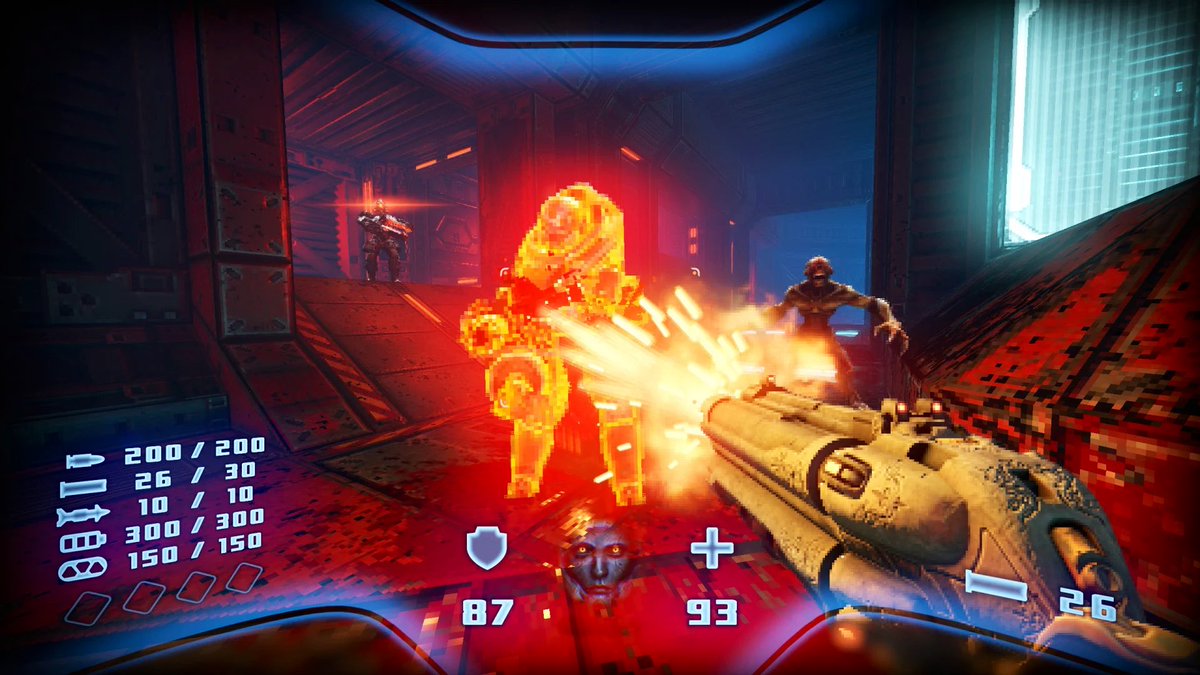 BlueEyedClark's tweet image. Now for a change of pace from Scorn with #Prodeus A FPS of old, re-imagined using modern rendering techniques and technology. Designed with retro aesthetics and gameplay. If you liked Doom or Quake, I’d say check it out #BoundingBoxSoftware