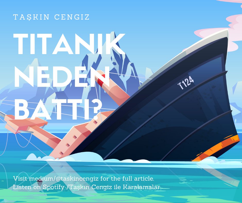 Hepimiz ünlü Titanic gemisini, onun filmini, Leonarda di Caprio’yu, romantik sahnelerini ve hatta müziğini çok iyi biliriz. Ama kaçımız gerçekten Titanic’in neden battığını merak ettik?

İşte hikayenin devamı:
taskincengiz.medium.com/titanik-neden-…

#Titanik #Story #Titanic #Observation