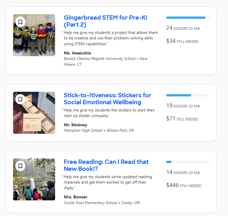 KASMOM24's tweet photo. Anyone looking to launch a rarely funded teacher's #DonorsChoose rocket? 👀🚀There are currently three on the Underdog Page. One is super close to funding. Can you help with a RT/donation/sprinkle? All donations are tax deductible. Thank you! ➡️https://t.co/5Zikt11WxL https://t.co/J2VipfOXqW