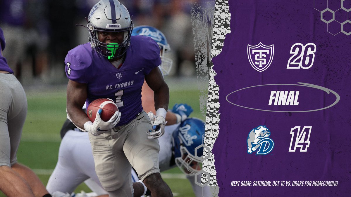 Always enjoy &amp; appreciate playing <a href="/DrakeBulldogsFB/">Drake Football</a>, tuff team and hopefully a rivalry in the making <a href="/UST_Football/">St. Thomas Football</a> Loved getting to Honor The 2012 Championship Team at Halftime, Amazing F.A.M.I.L.Y 💟 Thanks For Helping Defined the Word! 🙏 #Family 💜⚪️⚫️