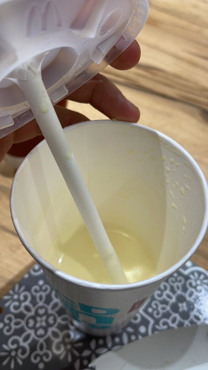CoreyChallenger's tweet photo. @McDonaldsUK wtf is this? Lol large banana milkshake and I’ve not even had a sip? https://t.co/wSYhdlEHWZ