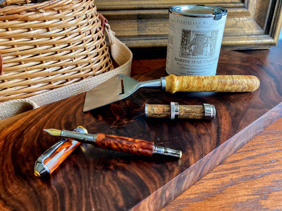 FishOnFlyFish's tweet photo. We use Marine Spar Varnish exclusively on our reel seats for fly rods, our pens, cutlery and bottle stoppers. Sutherland Welles LTD is a family owned business in Vermont and we are super proud to be a dealer.

#fishoncustomrods https://t.co/pMgRSonSc5