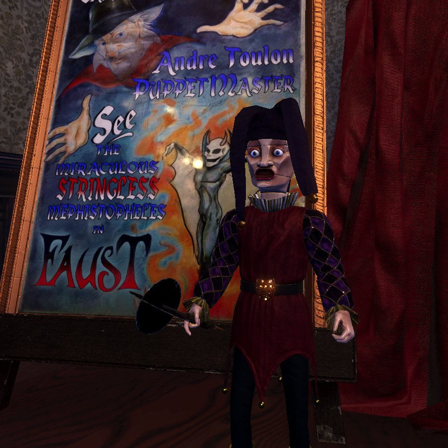 PuppetMasterTG's tweet photo. Jester just can't wait to see Andrea Toulon's showing of Faust! 🧣👿😮
.
#puppetmasterjester #jester #puppetmasterthegame #puppetmastergame #puppetmaster #puppetmastermovies #puppetmasterblade #horrorgame #horrorgames #games #gamer #multiplayer #multiplayergaming https://t.co/rT4Wm8KiAs