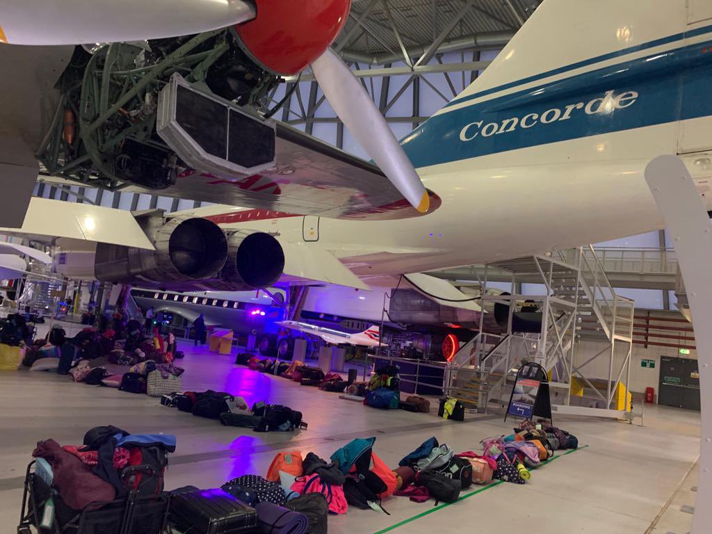 LintonDistrict's tweet photo. Balsham and Horseheath brownies and settling down under the wings @IWMDuxford for their sleepover https://t.co/zObVPNaoRj