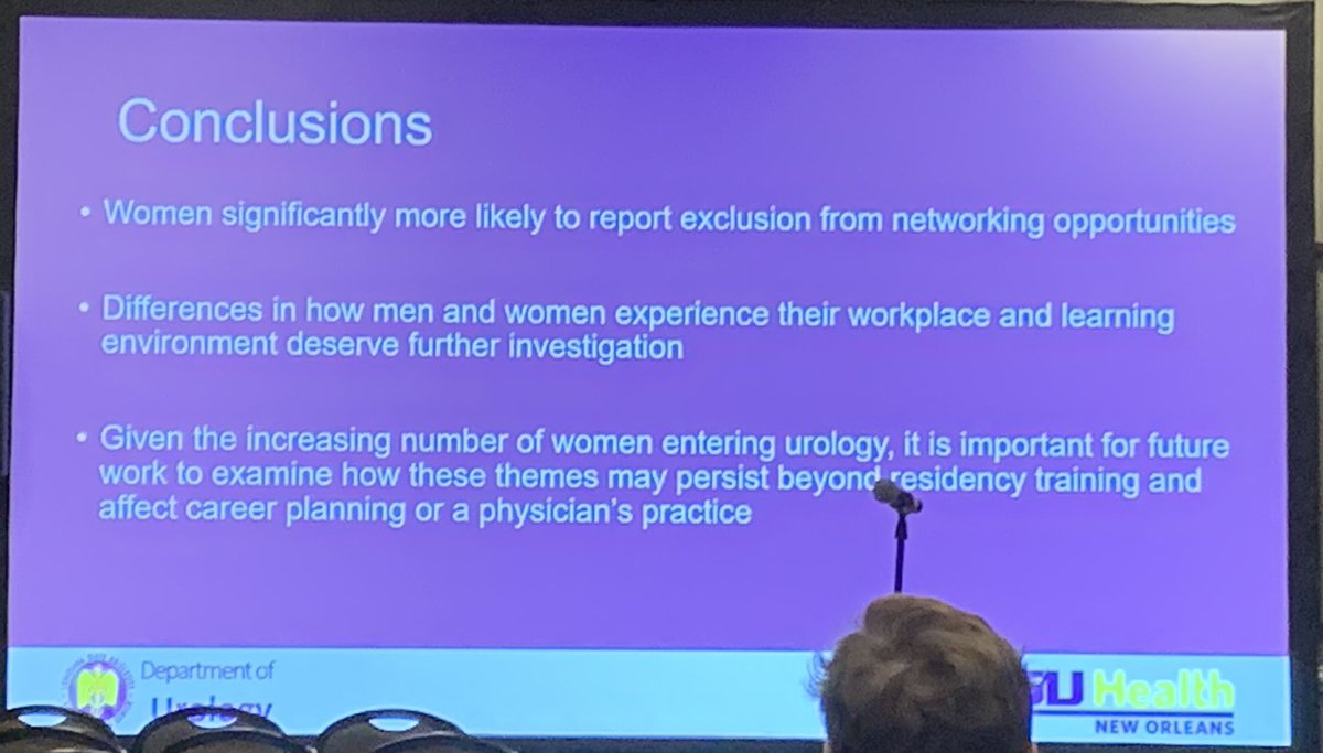 Mary Beth Westerman (@drmbwesterman) on Twitter photo 👏 awesome job by MS4 <a href="/Megan_Escott/">Megan Escott</a> presenting two talks at #MAAUA22 on gender and residency:
👉90% of respondents: gender🚫 impact training quality
👉BUT🚺 more likely to report quality suffered d/t gender
👉🚺 frequently felt excluded from informal networking
<a href="/LSUUrology/">LSU Department of Urology</a> 👏 awesome job by MS4 <a href="/Megan_Escott/">Megan Escott</a> presenting two talks at #MAAUA22 on gender and residency:
👉90% of respondents: gender🚫 impact training quality
👉BUT🚺 more likely to report quality suffered d/t gender
👉🚺 frequently felt excluded from informal networking
<a href="/LSUUrology/">LSU Department of Urology</a>
