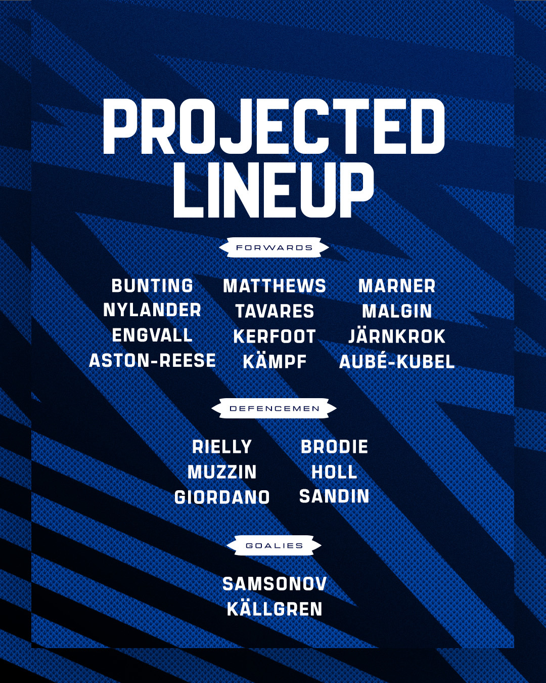 Toronto Maple Leafs on Twitter: "Tonight's squad https://t.co