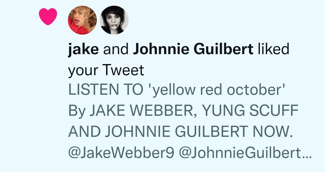 OliverrBoo's tweet photo. I'm gonna piss my damn pants 😃 tysm @jakewebber and @JohnnieGuilbert, you two AND the song are awesome https://t.co/5RceBD3fmT